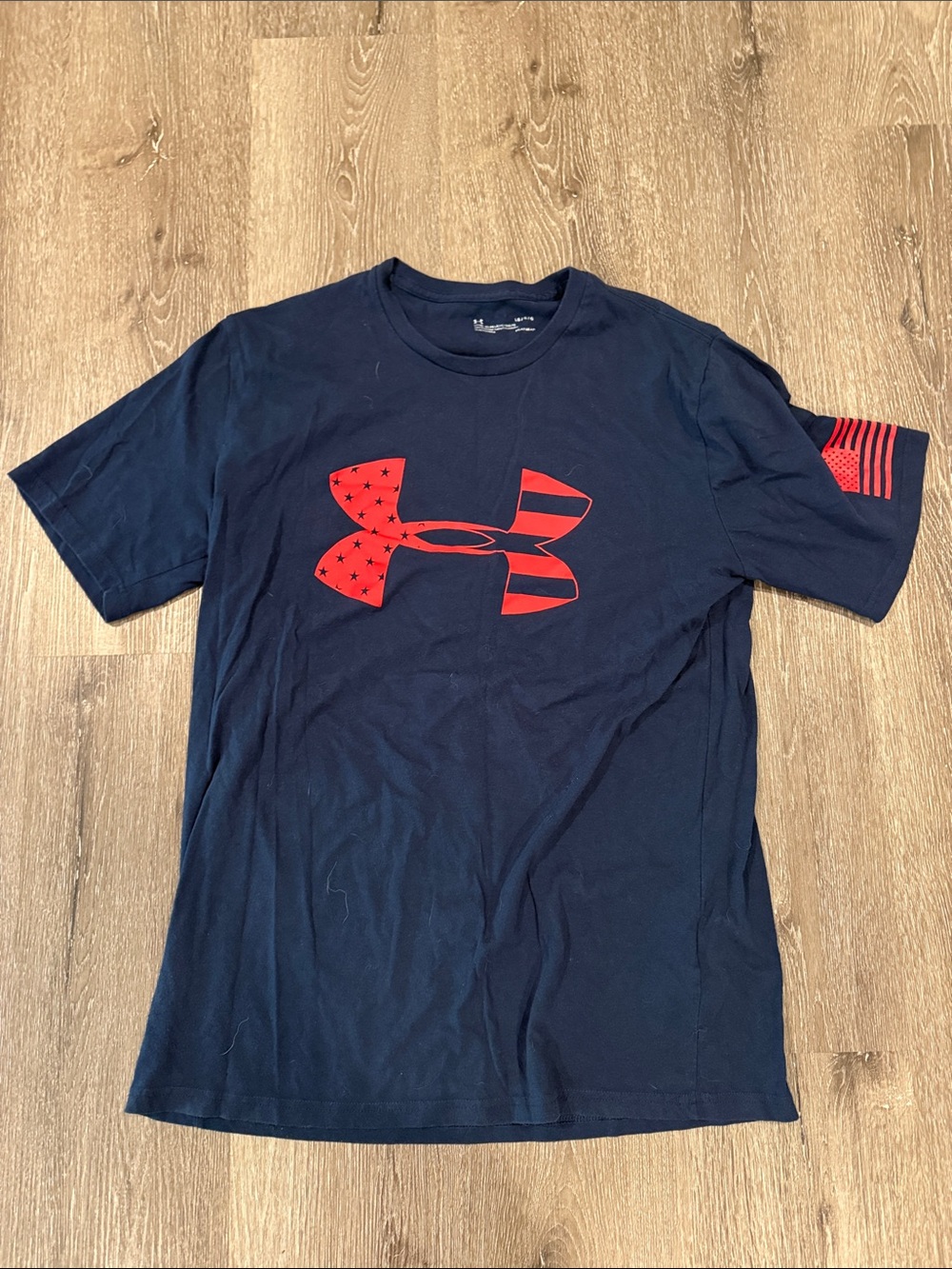Under Armour Navy Short Sleeve Tee with Red Logo